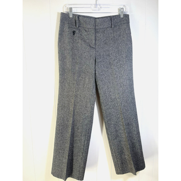Ann Taylor Factory Signature Trouser Wool Blend Dress Pants Size 4 Heather Black - Picture 1 of 10